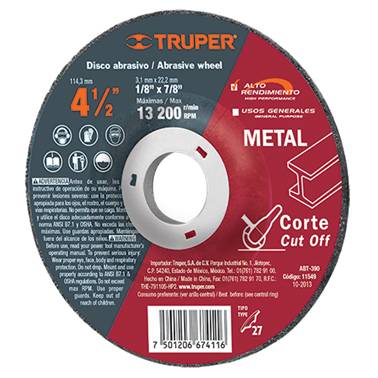 SP-DISCO CORTE METAL 4-1/2 ALTO REND TRUPER (11549)