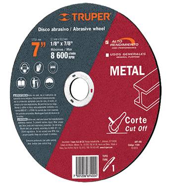 SP-DISCO CORTE METAL T.1 DIAMETRO 7 TRUPER (11561)