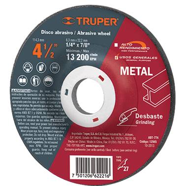 SP-DISCO DESBASTE 4-1/2 TRUPER (12565)