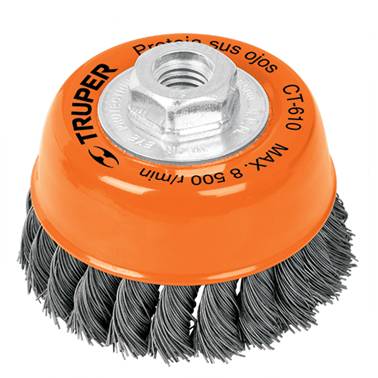 CARDA DE COPA ALAMBRE TRENZADO GRUESO 4" PARA ESMERILADORA TRUPER (17531)