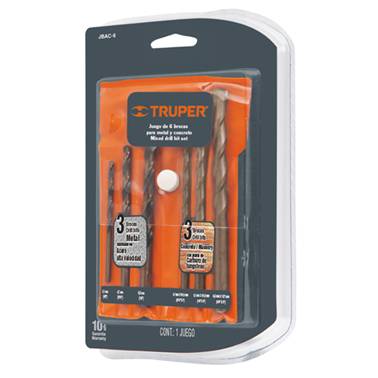 JUEGO BROCAS PARA METAL Y CONCRETO 6 PZAS TRUPER (11336)