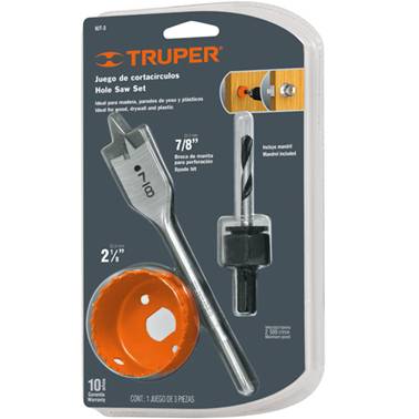 XXXXXKIT 3 SIERRAS CORTACIRCULOS P/MADERA BLISTER TRUPER (18080)