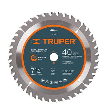 SP-SIERRA CIRCULAR PARA MADERA 7-1/4 40 DIENTES 5/8 TRUPER (18301)